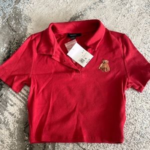 RED TEDDY BEAR CROP TOP